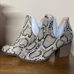 Valentina Snakeskin Pattern Ankle Booties